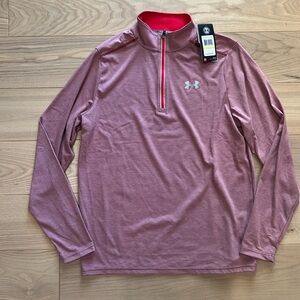 Under Armour Striped Streaker Half Zip- Size M Light Red